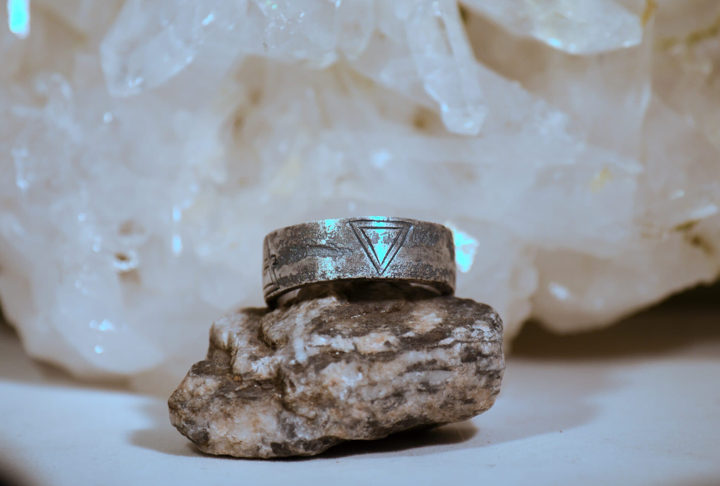 Engraved silver alchemy ring by Gipsy Arts
